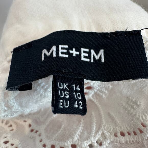 Me+Em White Eyelet Midi Dress SIZE 10 Ruffle Cottage Cotton Bridal Designer $600 - Picture 6 of 7